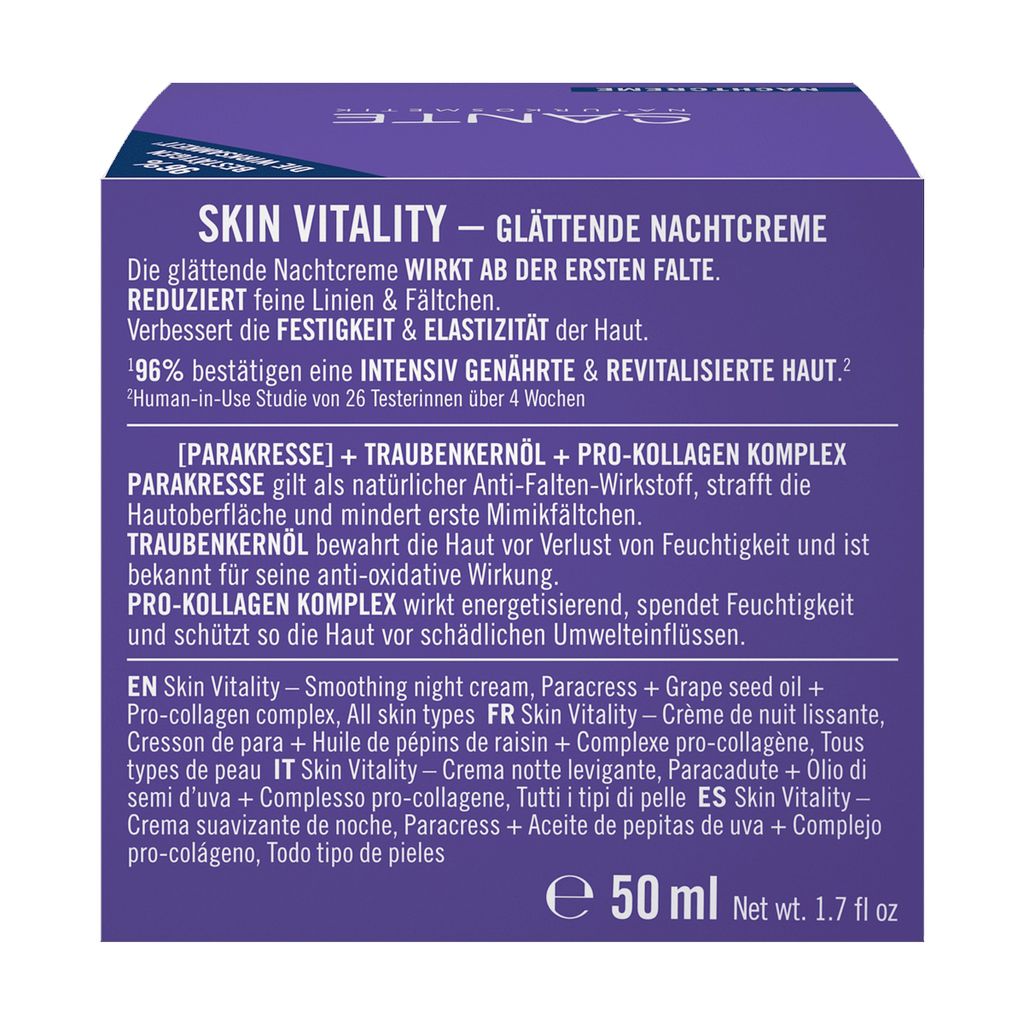 Нічний розгладжувальний крем для обличчя Sante Skin Vitality Smoothing Night Cream проти зморщок, 50 мл — фото 4