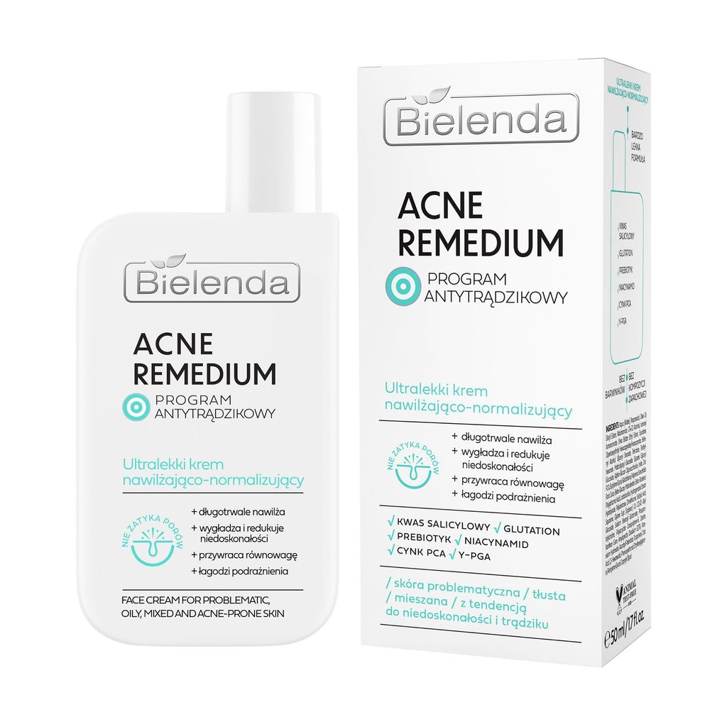 Ультралегкий зволожувальний та нормалізувальний крем для обличчя Bielenda Acne Remedium Face Cream, 50 мл — фото 5