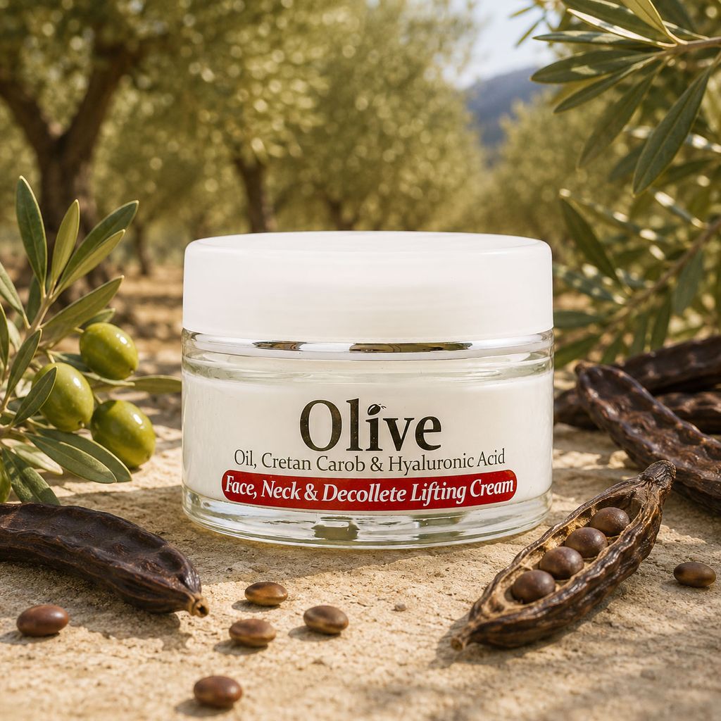 Ліфтинг-крем для обличчя, шиї та декольте Madis HerbOlive Face, Neck & Decollete Lifting Cream з оливковою олією, критським ріжковим горіхом та гіалуроновою кислотою, 50 мл — фото 2