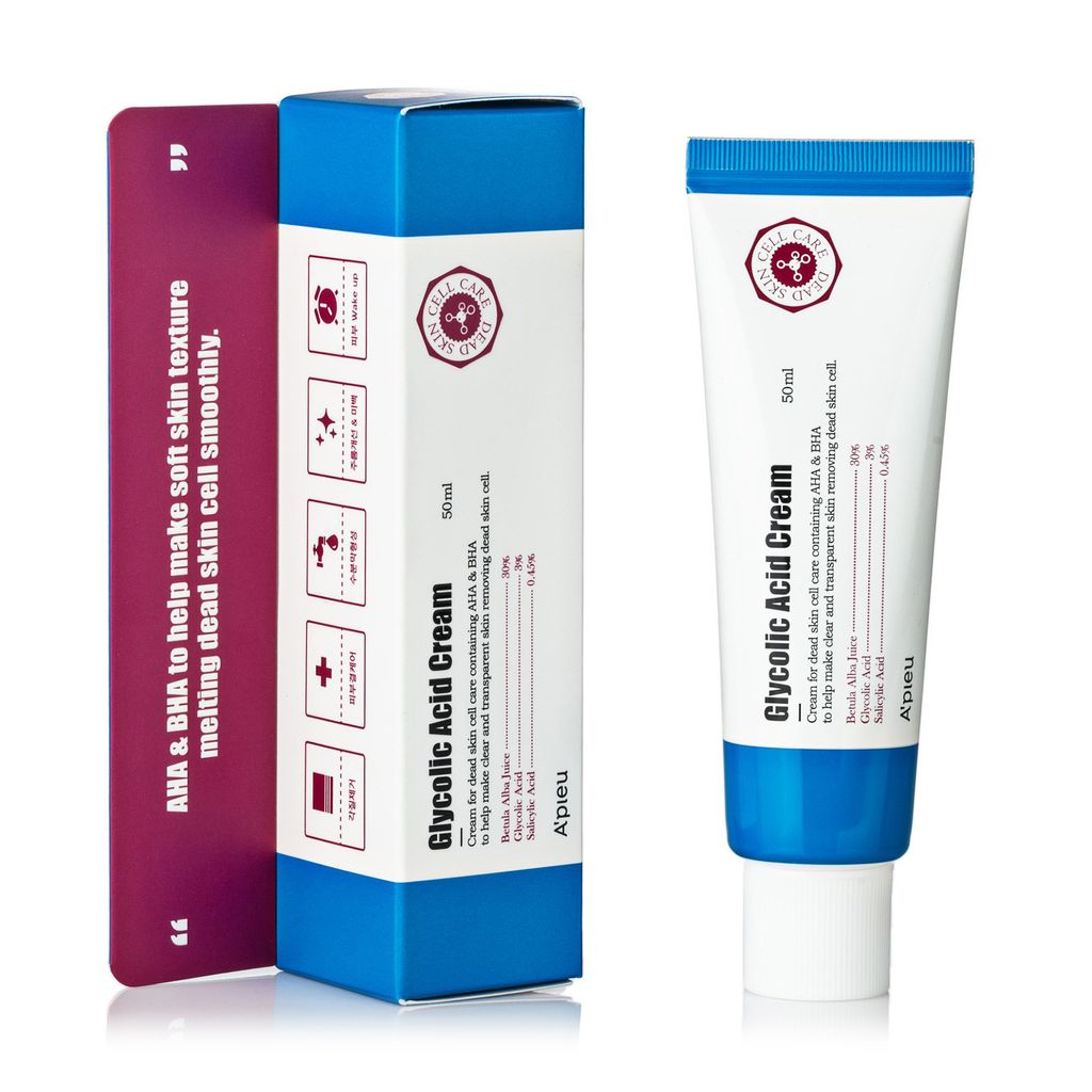 Оновлювальний крем-пілінг для обличчя A'pieu Glycolic Acid Cream з AHA та BHA кислотами, 50 мл — фото 2