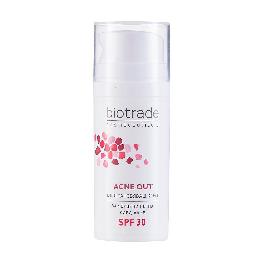 Відновлювальний крем для обличчя Biotrade Acne Out SPF 30 для шкіри з видимими дефектами та плямами постакне, 30 мл — фото 1