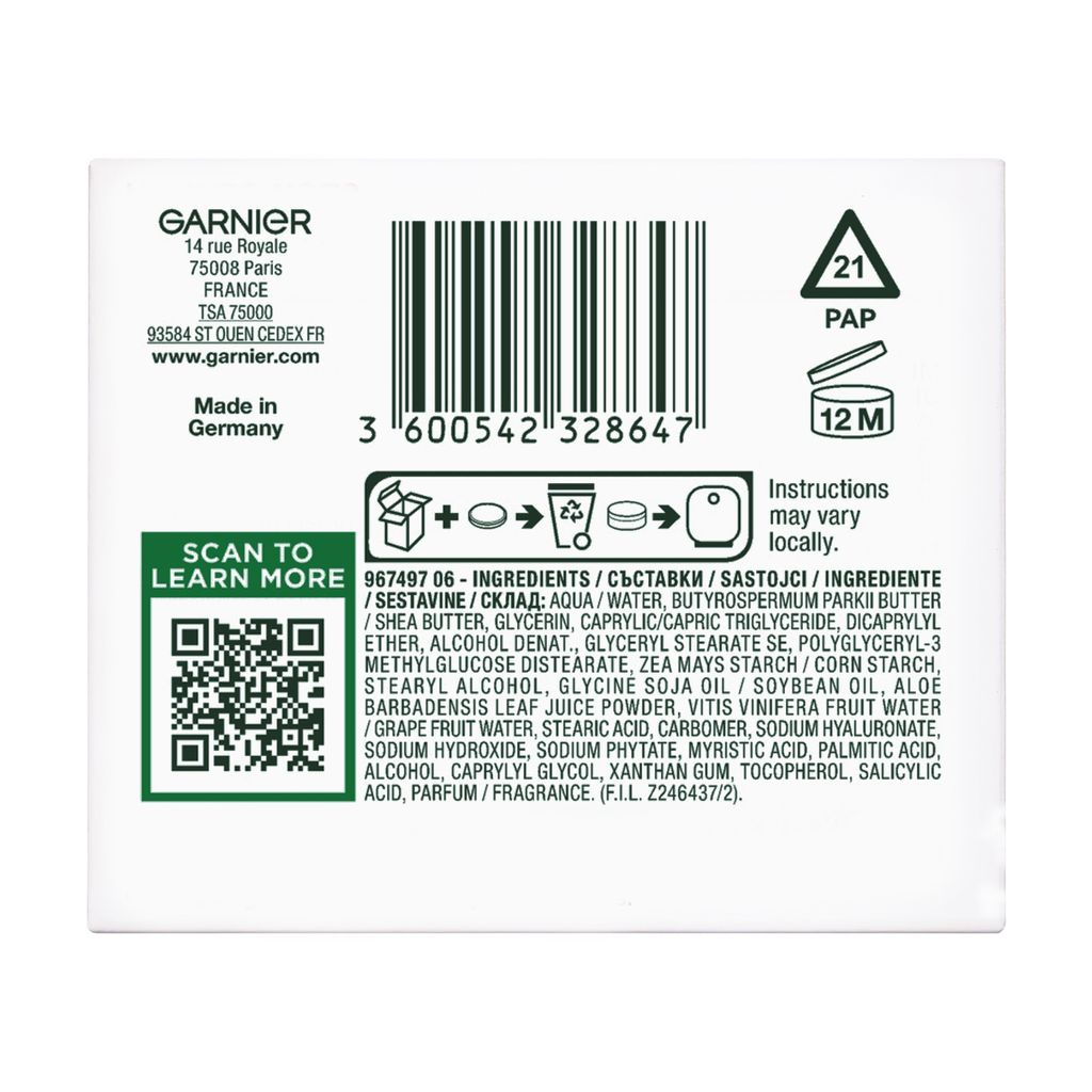 Зволожувальний заспокійливий крем GARNIER Skin Naturals з гіалуроновою кислотою для відновлення захисного бар'єра чутливої шкіри обличчя, 50 мл — фото 4