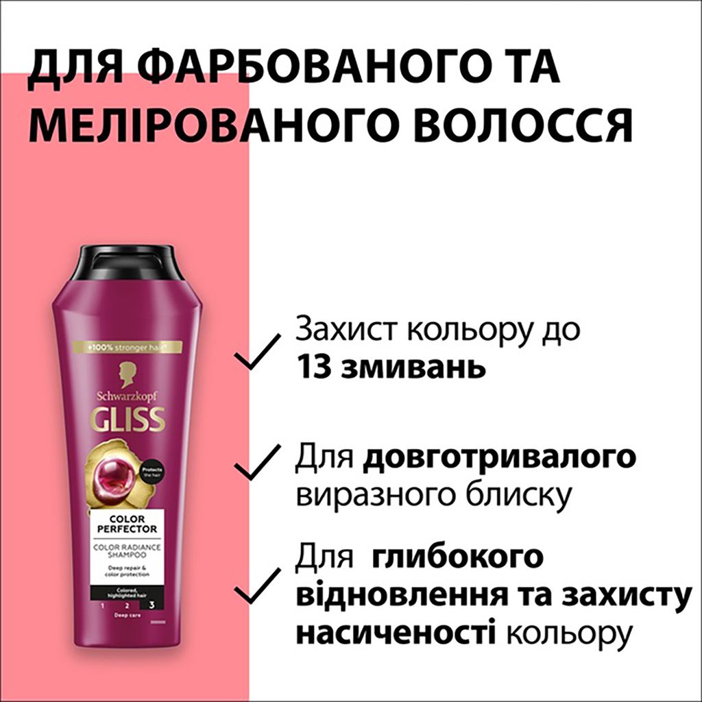 Шампунь Gliss Color Perfector Shampoo для фарбованого волосся, 400 мл — фото 4