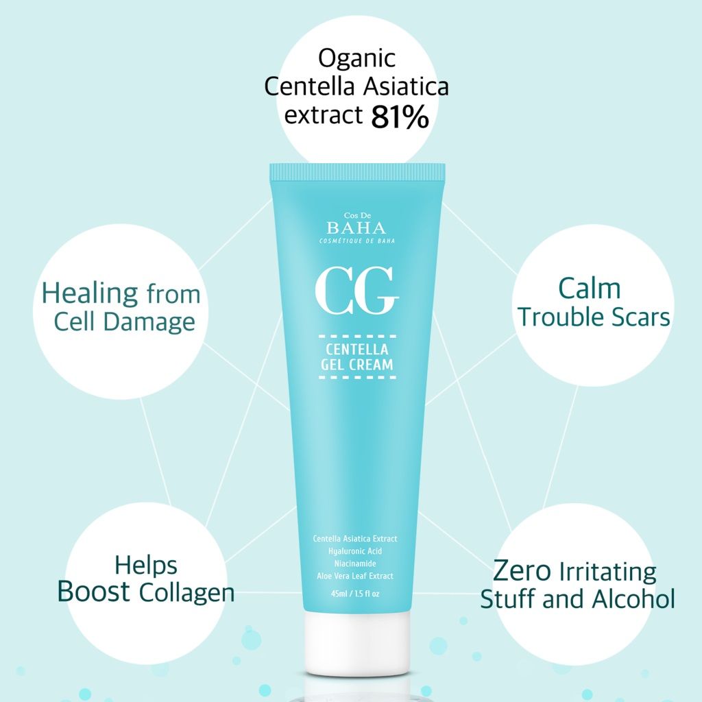 Відновлювальний крем-гель для обличчя Cos De Baha Centella Gel Cream з центелою — фото 2