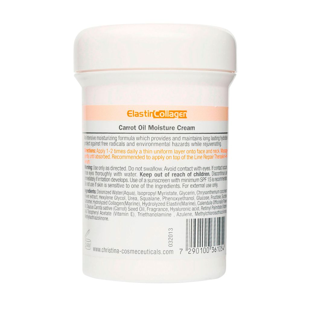 Зволожувальний крем для обличчя Christina Elastin Collagen Carrot Cream with Vitamins A, E & HA, для сухої шкіри — фото 2
