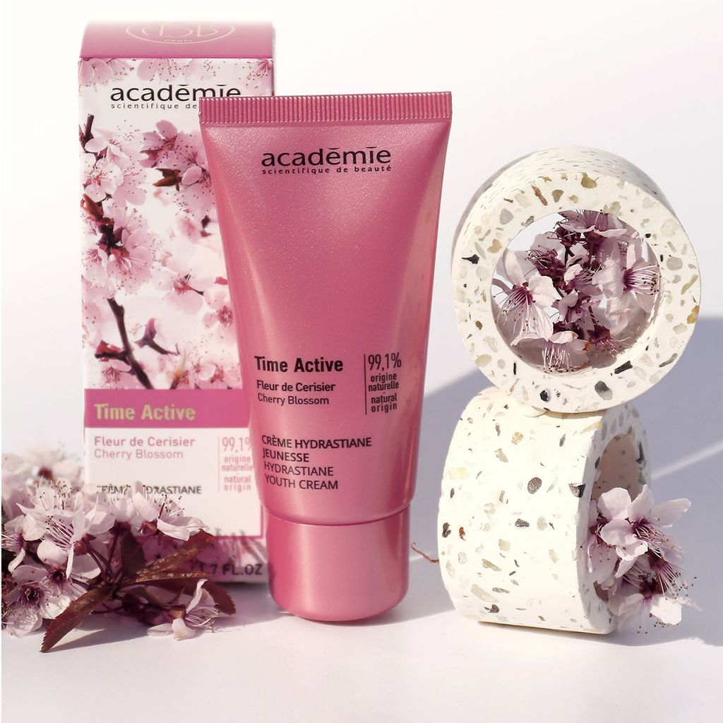 Омолоджувальний крем для обличчя Academie Time Active Cherry Blossom Hydrastiane Youth Cream, 50 мл — фото 3