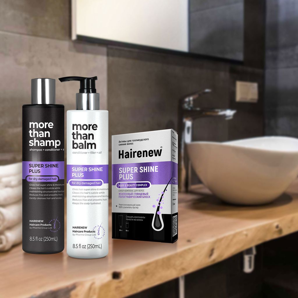 Шампунь для волосся Hairenew Super Shine Plus Shampoo 100% Дзеркальний блиск, для сухого та пошкодженого волосся, 250 мл — фото 4
