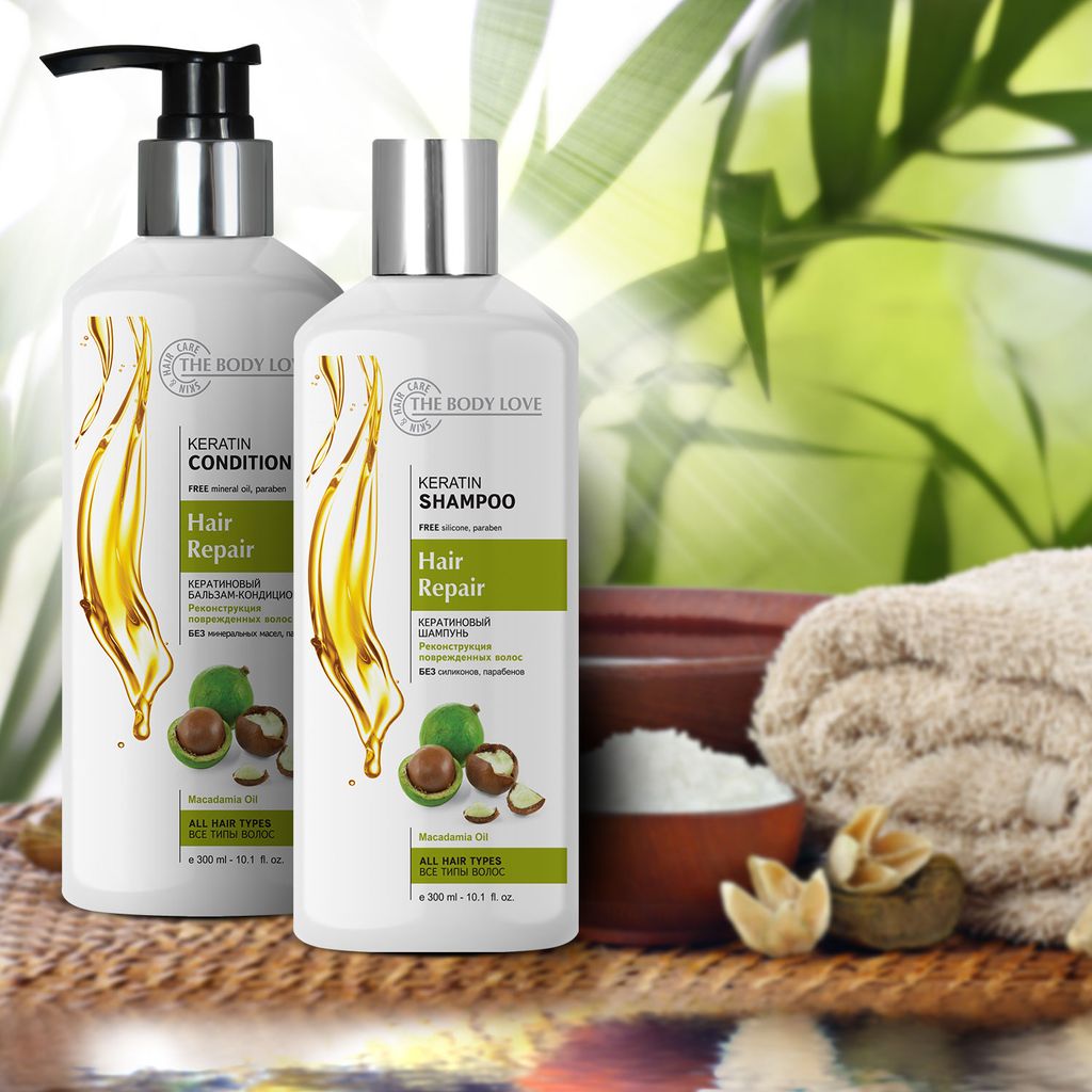 Шампунь The Body Love Keratin Shampoo для пошкодженого волосся, з кератином, 300 мл — фото 4