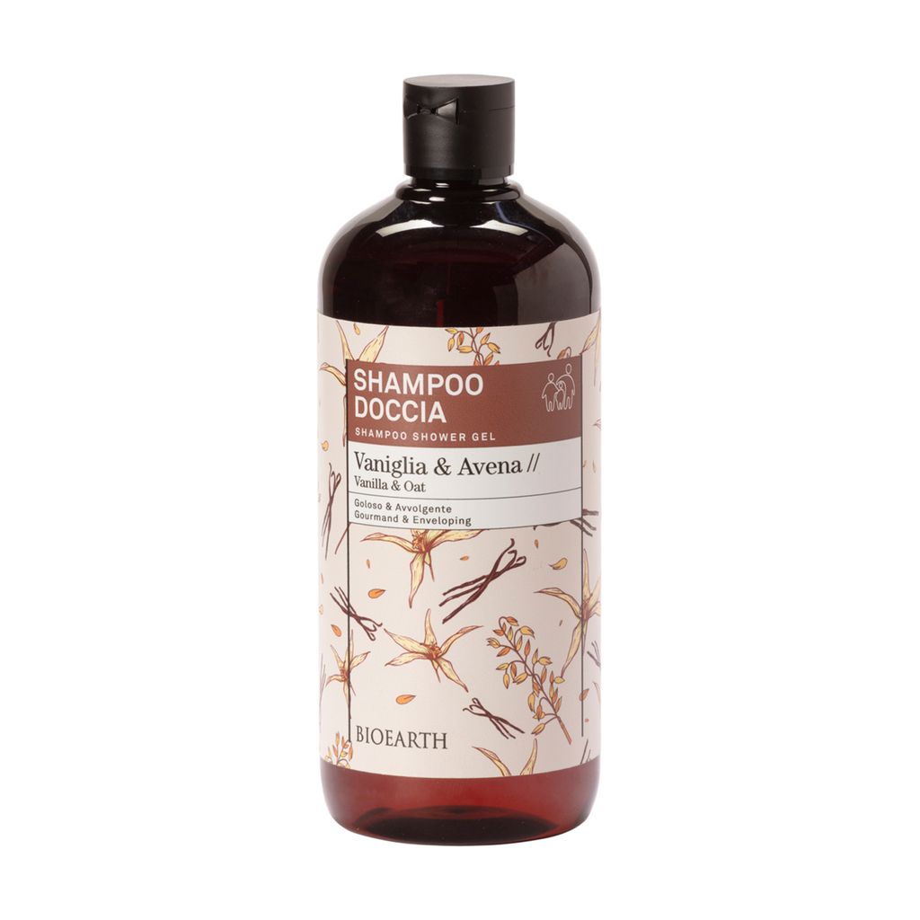 Шампунь-гель для волосся та душу Bioearth Family Shampoo Shower Gel Ваніль та овес — фото 1