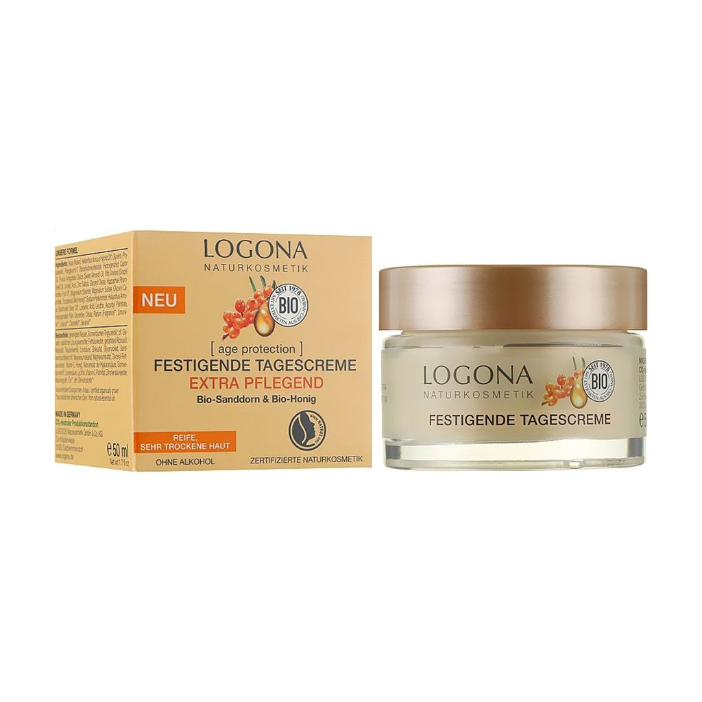 Денний крем для обличчя Logona Festigende Tagescreme Extra Pflegend Екстраживлення, проти зморщок, з обліпихою та медом, 50 мл — фото 2