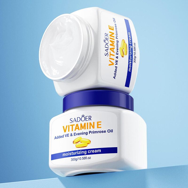 Крем для обличчя та тіла Sadoer Vitamin E Added VE & Evening Primrose Oil Moisturizing Cream з олією вечірньої примули та вітаміном Е, 300 г — фото 2
