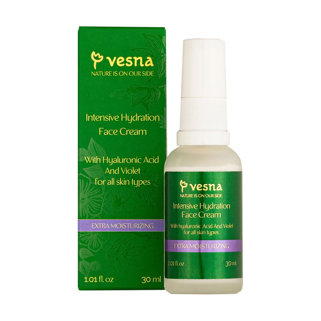Крем для обличчя Vesna Intensive Hydration Face Cream для всіх типів шкіри, з гіалуроновою кислотою та фіалкою, 30 мл — фото 2