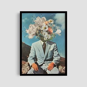 Постер Roomy "Man with Flowers" Черная рамка с глянцевым стеклом A2 (59.4x42 cm.) (1296953)