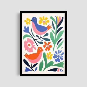 Постер Roomy "Floral Birds" Черная рамка с антибликовым стеклом A2 (59.4x42 cm.) (1309853)