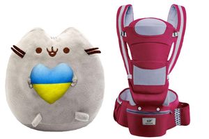 М'яка іграшка Pusheen cat S&T із серцем і Хіпсіт, Ерго-рюкзак Baby Carrier 6 в 1 Червоний (1340743)