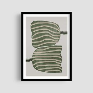 Постер Roomy "Striped Leaves" Белая рамка с антибликовым стеклом A1 (84.1x59.4 cm.) (1357504)