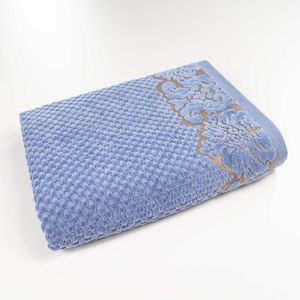 Полотенце махровое среднее 50x90см Damask Премиум качества Жаккардовое с велюром 550г/м2 (Синий) GM Textile (1382291)