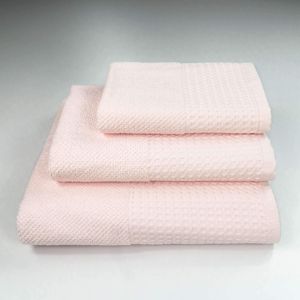 Комплект махрових рушників Вафельний Бордюр 3шт GM Textile 40х70см, 50х90см, 70х140см 500г/м2 (Світло-Рожевий) (1382479)
