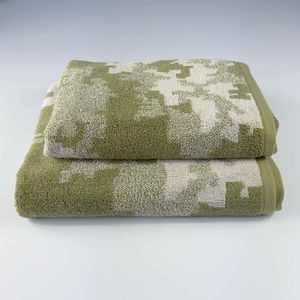 Комплект махровых полотенец Пиксель Военный 2шт 50х90см, 70х140см 450г/м2 (Хаки) GM Textile (1382555)