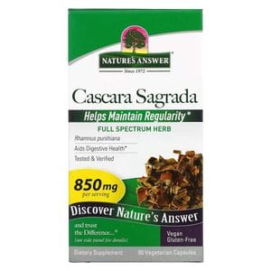 Каскара Саграда, 850 мг, Cascara Sagrada, Nature's Answer, 90 вегетаріанських капсул (1587958)