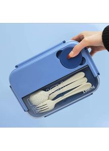 Ланч бокс на 4 герметичні відділи з приладами та соусницею LUNCH 1.3л синій (1590553)