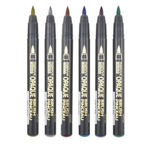 Маркер Marvy Набор маркеров на водной основе Opaque Brush, металлики, 6 цветов (752481951820) (1594056)