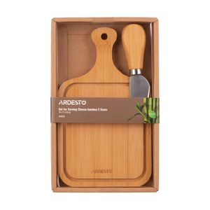 Набор для подачи сыра Ardesto Midori, бамбук, нержавеющая сталь, 2 предмета, 19*11*0.8 см (AR0936)