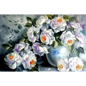 Алмазная мозаика Белые розы 60x40см DM-046 Полная зашивка (1723401)