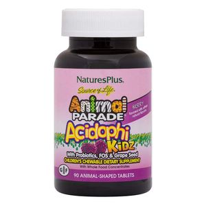 Пробиотики и пребиотики Animal Parade Acidophi Kidz, 90 жевательных таблеток - ягоды Natures Plus CL0077203 (1850153)