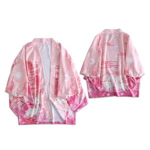 Плащ Хаорі Накидка в японському стилі Рожевий з оленями Pink Deer Couples H N PDC 01 (2113853)