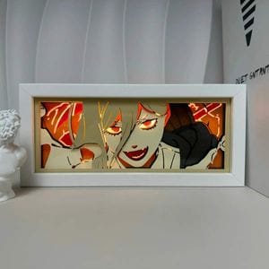 Світильник багатошаровий нічник 3D з ефектом аніме Людина бензопила  Павер Chainsaw Man Power на пульті керування 20 см (2114277)