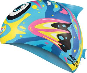 Шапка для плавання AQUA SPEED силікон OSFM синій темно-синій жовтий рожевий (720386) (2145668)