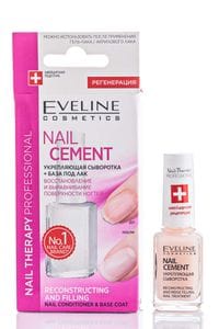 Укрепляющая сыворотка + база под лак Eveline Nail Therapy Professional Nail Cement, 12мл