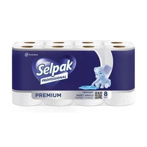 Бумажные полотенца Selpak Pro Premium 3-слойные, 8 рулонов