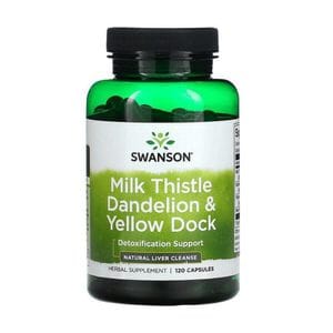 Розторопша, кульбаба та жовта ряска Swanson Milk Thistle Dandelion & Yellow Dock, 120 капсул