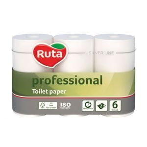 Туалетная бумага Ruta Silver Line Professional 2-слойная, белая, 6 рулонов