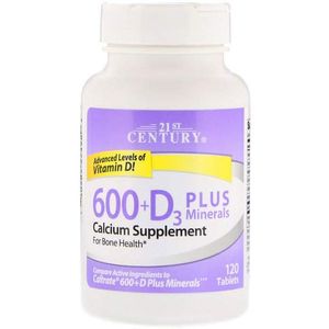 Мультиминеральный комплекс 21st Century 600+D3 Plus Minerals 120 Tabs (878127)