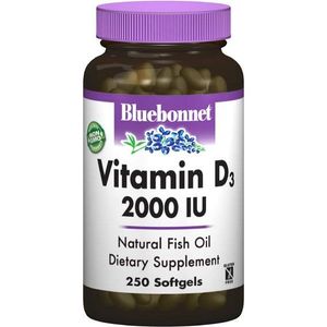 Витамин D Bluebonnet Nutrition Vitamin D3 2000IU 250 Softgels BLB0319 (885154)