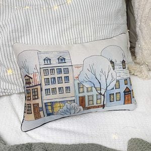 Подушка интерьерная с мешковины Зима в місті 45x32 см (43PHB_23NY001) (961753)