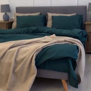 Простынь поплин Lux односпальная 135х220 см Темно зеленая (994341)