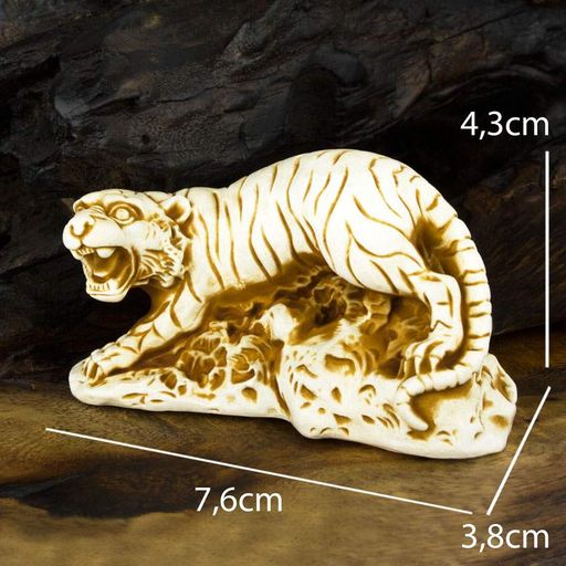 Статуетка Нецке Тигр Netsuke Гіпс 7,6x4.3x3.8 см Бежевий (00749) (1003111)