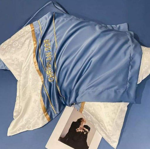 Постельное белье сатин евро 200х220 см синий (П4К-dior001-57) (1003361)