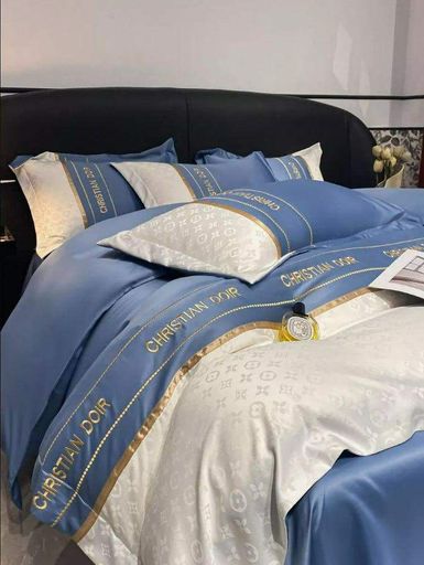 Постельное белье сатин евро 200х220 см синий (П4К-dior001-57) (1003361)