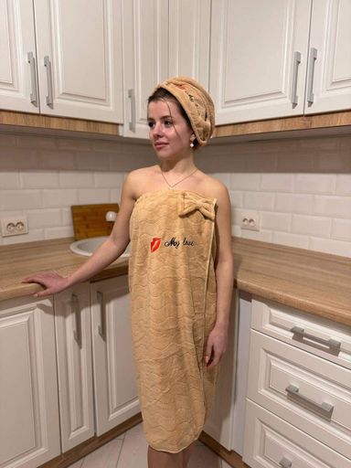 Полотенце-халат на резинке микрофибра 80х140 см Бежевый (П4К-NEWsauna-005-01) (1004071)