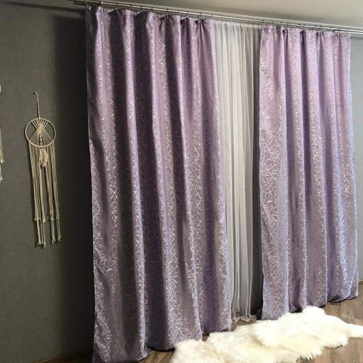 Однотонные мраморные шторы жаккард 2шт Сиреневый 2x150x270 см (Р1Е1011010-3) (1004136)