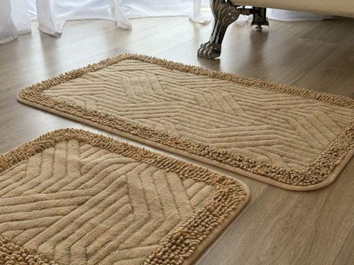 Набор ковриков хлопковых для ванной и туалета 60x100 50x60 см Tropikhome Shaggy 1903/beige (1005443)