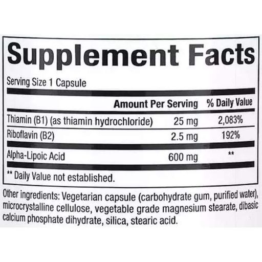 Альфа-липоевая кислота Natural Factors Alpha-Lipoic Acid with B1 & B2 600 mg 60 Veg Caps (1005587)