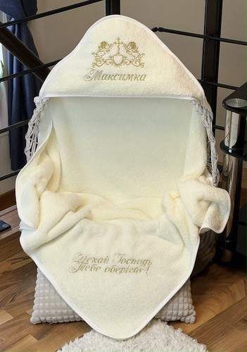 Крыжма Благо TM Brilliant Baby 95х95 айвори с ангелом 3, именем и пожеланием BB085 (1006341)