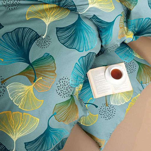Комплект постельного белья двуспальный Fabrotex Textile SWANLAKE фотопринт гинкго билоба 100% хлопок-ранфорс (FAB0002) (1009026)