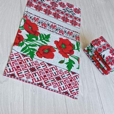 Кухонні рушники Luxyart "Мак Вишивка" розмір 35*70 см рогожа 5 шт (LR-261) (1009204)